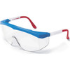 MCR Safety SS1 Series Eyewear, Red/White/Blue Frame, Clear Lens, 1/Each