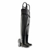 Dunlop Chest Waders, Plain Toe, Men's 7, 16 in Boot, 56-1/2 in Overall L, PVC, Nylon Suspenders, Black/Gray, 1/PR #8606600.07