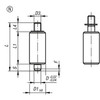 Kipp Indexing Plunger, 14 mm X 6 mm X 43 mm, w/o Collar, Threaded Pin,Style N, Stainless Steel (Qty. 1), K0347.03206