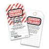 Master Lock Do Not Operate Safety Tags, Spanish/English, 3-1/8 in W x 5-3/4 in H, White/Black/Red, 12/EA #497AX