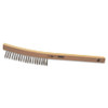 Anchor Brand Hand Scratch Brush, 3 x 19 rows, Carbon Steel Wire, Curved Wood Handle, 1/EA #BW-103