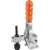 Kipp Toggle Clamp, M06X50, F2=1650, Horizontal w/Flat Foot & Adjustable Clamping Spindle, Steel, Orange Plastic (Qty. 1), K0058.0150