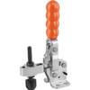 Kipp Toggle Clamp, M06X50, F2=2200, Horizontal w/Flat Foot & Adjustable Clamping Spindle, Steel, Orange Plastic (1/Pkg.), K0058.0200