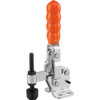 Kipp Toggle Clamp, M06X50, F1=1500, Vertical w/Flat Foot & Fixed Clamping Spindle, Steel, Orange Plastic (Qty. 1), K0060.0150