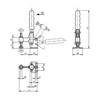 Kipp Toggle Clamp, M08X60, F1=2500, Vertical w/Flat Foot & Fixed Clamping Spindle, Steel, Orange Plastic (1/Pkg.), K0060.0250