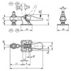 Kipp Toggle Clamp Mini, Horizontal w/Flat Foot & Adjustable Clamping Spindle, M05X20, F1=250, Steel, Orange Plastic (Qty. 1), K0069.0050