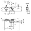 Kipp Toggle Clamp Mini, Horizontal w/Flat Left Foot & Adjustable Clamping Spindle, M05X20, F1=250, Steel, Orange Plastic (Qty. 1), K0071.0050