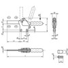 Kipp Toggle Clamp Standard, Horizontal w/Straight Foot & Full Holding Arm, M08X60, F1=1500, Steel, Orange Plastic (Qty. 1), K0073.0250