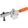 Kipp Toggle Clamp Standard, Horizontal w/Flat Foot & Adjustable Clamping Spindle, M06X50, F1=1200, Steel, Orange Plastic (Qty. 1), K0074.0150