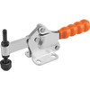 Kipp Toggle Clamp Standard, Horizontal w/Flat Foot & Fixed Clamping Spindle, M05X35, F1=750, Steel, Orange Plastic (Qty. 1), K0075.0075