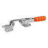Kipp Toggle Hook Clamp, Horizontal w/Fixed Jaw, F1=4000, Galvanized and Passivated, Steel, Orange Plastic (1/Pkg.), K0079.0430