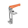 Kipp Toggle Clamp, Latch-Action Vertical, w/Fixed Jaw, A=35, L2=34, Stainless Steel, Orange Plastic (Qty. 1), K0082.0250N