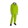 Base35 Premium Hi-Vis Three-Piece Rainsuit, 0.35 mm, PVC/Polyester, Hood, Corduroy Collar, Hi-Vis Green, X-Large, 1 EA #201-355X1