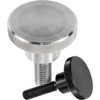 Kipp Knurled Thumb Screw, DIN464, D=M10X20, D1=36, H=23, Free-Cutting Steel, Black Oxidized (10/Pkg.), K0140.10X20