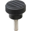 Kipp Knurled Knob, Size 0, D=M06X20, H=11.5, Steel, Thermoplastic, Black (10/Pkg.), K0110.006X20