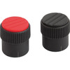 Kipp Knurled Knob, w/Markings, Size 1, Form B, D=5, D1=21, H=22, Thermoplastic, Traffic Red (Qty. 1), K0248.21056