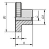 Kipp Knurled Nut, High Style, D=M04, D1=16, H=9.5, Stainless Steel, Bright, (10/Pkg.), K0143.042