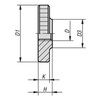 Kipp Knurled Nut, Flat, D=M06, D1=24, H=6, Free-Cutting Steel, Black Oxidized, (10/Pkg.), K0144.06