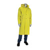 Flex Ribbed PVC 48" Jacket with Hood, 0.65 mm, PVC/Polyester, Detachable Hood, Yellow, Large, 1 EA #201-650C/L
