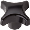 Kipp Palm Grip Knob, DIN 6335, D=16, D1=80, H=52, Style C, Cast Iron, Gray, Black Powder (Qty. 1), K0682.216