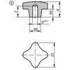 Kipp Palm Grip Knob, Similar to DIN 6335, D=25 mm, D1=5 mm, H=16 mm, Style G, Black Thermoset, (10/Pkg.), K0148.405