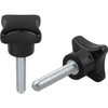 Kipp Palm Grip Knob, Similar to DIN 6335, D=M12X20, D1=63, H=40, Style L, Black Thermoset, (10/Pkg.), K0148.512X20