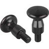 Kipp Flat Knob w/External Thread, D=M06X10, D1=16, Style AG, Black Steel, (10/Pkg.), K0157.06010