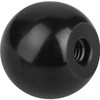 Kipp Ball Knob, Enhanced, Style C, D=M04, D1=16, Black Thermoset (10/Pkg.), K0159.11604
