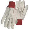 PIP Cotton/Polyester Double Palm Glove with Nap-In Finish, Red Knit Wrist, Natural, Large, 12 Pairs #1JC28013R