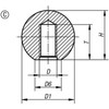 Kipp Ball Knob Enhanced, Style C, D=M06, D1=25, Red Thermoset (10/Pkg.), K0159.125061