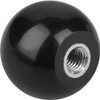 Kipp Ball Knob Extended, Style E, D=M04, D1=16, DIN 319 Enhanced, Black Thermoset (10/Pkg.), K0159.21604