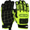 Boss Synthetic Leather Palm with Fabric Back and TPR Impact Protection, Adjustable Wrist, Hi-Vis Green, Medium, 6 Pairs #1JM750AWM