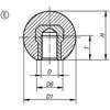 Kipp Ball Knob w/Tapped Bush, Style E, D=M12, D1=50, DIN 319 Enhanced,Red Thermoset (10/Pkg.), K0159.250121