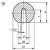 Kipp Ball Knob Extended, Conical, Style M, D=6 mm, D1=25 mm, Black Thermoset (10/Pkg.), K0159.32506