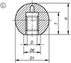 Kipp Ball Knob Extended, Clamping, Style L, D=5 mm, D1=20 mm, Black Thermoset (10/Pkg.), K0159.42005