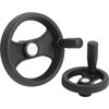 Kipp Handwheels 2-Spoke, Reamed Hole w/Slot & Revolving Grip, D1=129, D2=14H7, B3=5, T=16.3 mm, Polymide (Qty. 1), K0725.5130X14