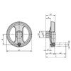 Kipp Handwheels 2-Spoke Plastic, w/Folding Grip, D1=129 mm, D2=14H7, B3=5 mm, T=16.3 mm, Polymide, Steel (Qty. 1), K725.7130X14