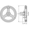 Kipp Handwheels w/o Machine Handle, Reamed Hole, w/Slot, Grey Cast Iron, D1=160 mm, D2=14H7, B3=5, T=16.3 (Qty. 1), K0671.1160X14