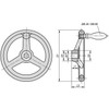 Kipp Handwheels w/Fixed Machine Handle, Reamed Hole, w/Slot, Grey Cast Iron, D1=80 mm, D2=10H7, B3=3, T=11.4 (Qty. 1), K0671.3080X10