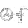 Kipp Handwheels w/Fixed Machine Handle, Reamed Hole, w/Slot, Grey Cast Iron, D1=180 mm, D2=16H7, B3=5, T=18.3 (Qty. 1), K0671.3180X16