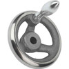 Kipp Handwheels w/Fixed Machine Handle, Reamed Hole, w/Slot, Grey Cast Iron, D1=400 mm, D2=34H7, B3=10, T=37.3 (Qty. 1), K0671.3400X34