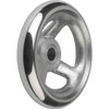 Kipp Handwheels w/o Machine Handle, Reamed Hole, w/Slot, Polished Grey Cast Iron, D1=180 mm, D2=16H7, B3=5, T=18.3 (Qty. 1), K0160.1180X16