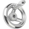 Kipp Handwheels w/Fixed Machine Handle, Reamed Hole, w/Slot, Polished Aluminum, D1=180 mm, D2=18H7, B3=6, T=20.8 (Qty. 1), K0160.3180X18