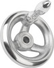Kipp Handwheels w/Revolving Machine Handle, Reamed Hole, w/Slot, Polished Aluminum, D1=100 mm, D2=10H7, B3=3, T=11.4 (Qty. 1), K0160.5100X10
