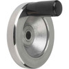Kipp Handwheel Disc w/Fixed Handle, Reamed Hole, w/Slot, Polished Aluminum, D1=125 mm, D2=12H7, B3=4, T=13.8 (Qty. 1), K0161.3125X12