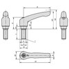 Kipp Adjustable Handles, Size 2, M10X35, External Thread, Steel, Powder Coat, Black, (1/Pkg.), K0752.2101X35