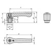 Kipp Adjustable Handles, Flat, Size 3, 3/8-16, Internal Thread, Zinc, Stainless Steel, Powder Coat, Black, (Qty. 1), K0738.3A41