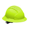 Evolution Deluxe 6161 Full Brim Hard Hat with HDPE Shell, 6-Point Polyester Suspension and Wheel Ratchet Adjustment, Neon Yellow, One Size, 1 EA #280-EV6161-LY