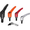 Kipp Adjustable Handles, Size 5, 5/8-11X35, External Thread, Zinc, Steel, Ruby Red Powder Coat, (Qty. 1), K0122.5A627X35