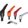 Kipp Adjustable Handles, Size 5, 5/8-11X80, External Thread, Zinc, Steel, Ruby Red Powder Coat, (Qty. 1), K0122.5A627X80